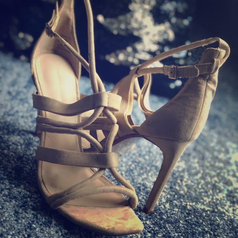 Zara Basic Collection Tan Strappy Faux Suede Heel
